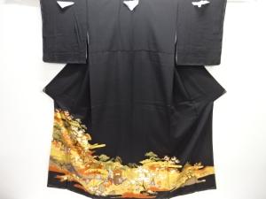 御所車に平安人物模様刺繍留袖（比翼付き）